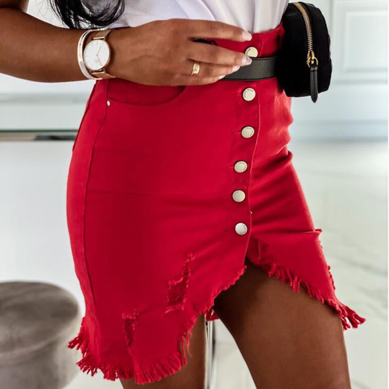 Boho High waist Denim Skirt