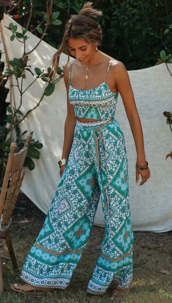Bohemian Vintage Pattern Top and Pants