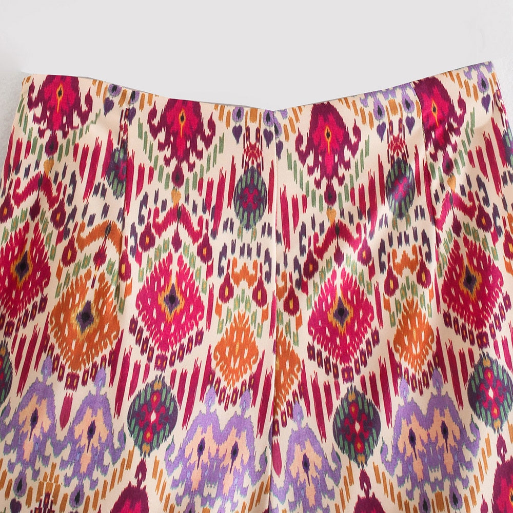 Boho Knotted Totem Print Skirt
