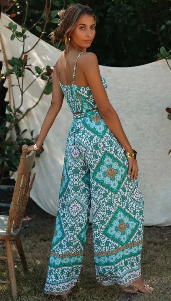 Bohemian Vintage Pattern Top and Pants