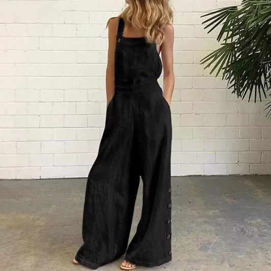 Boho Chic Cotton Jumpsuit with Suspenders