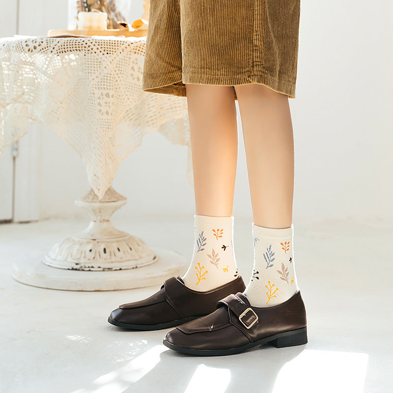 Leaf Pattern Boho Socks - Top Boho