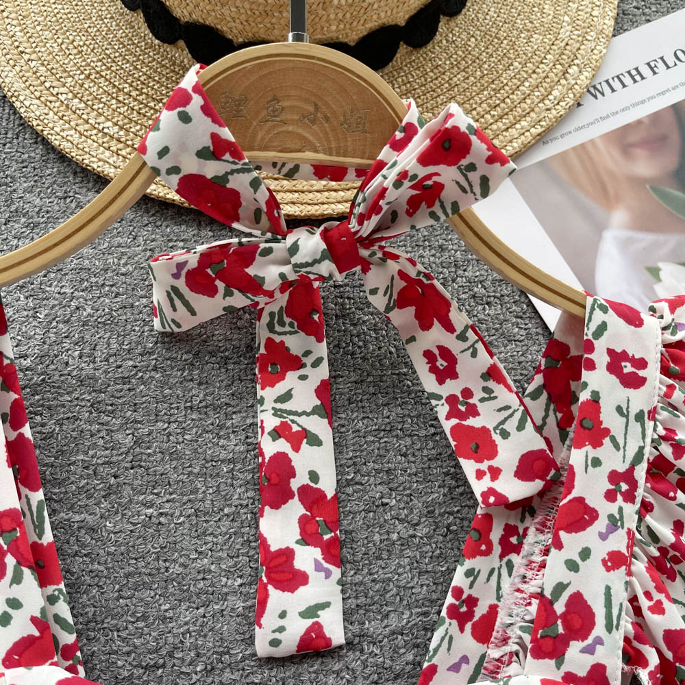 Bohemian Floral Print Ruffled Camisole Top - Top Boho