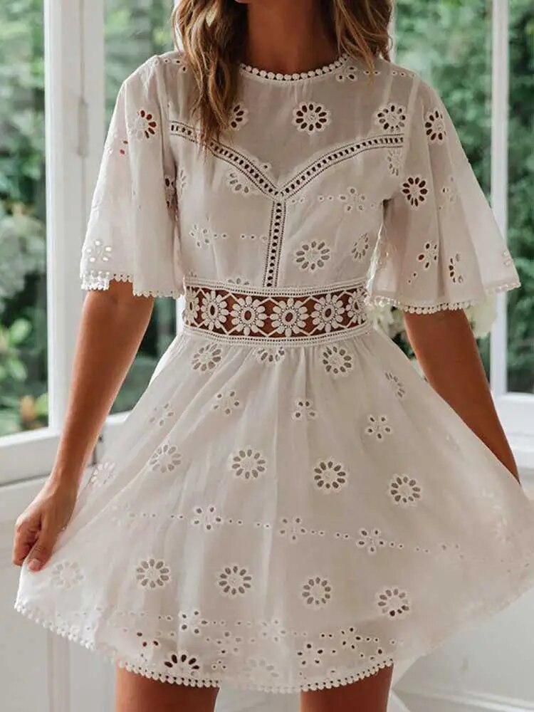 Boho Chic Flare Sleeve Mini Dress - Top Boho