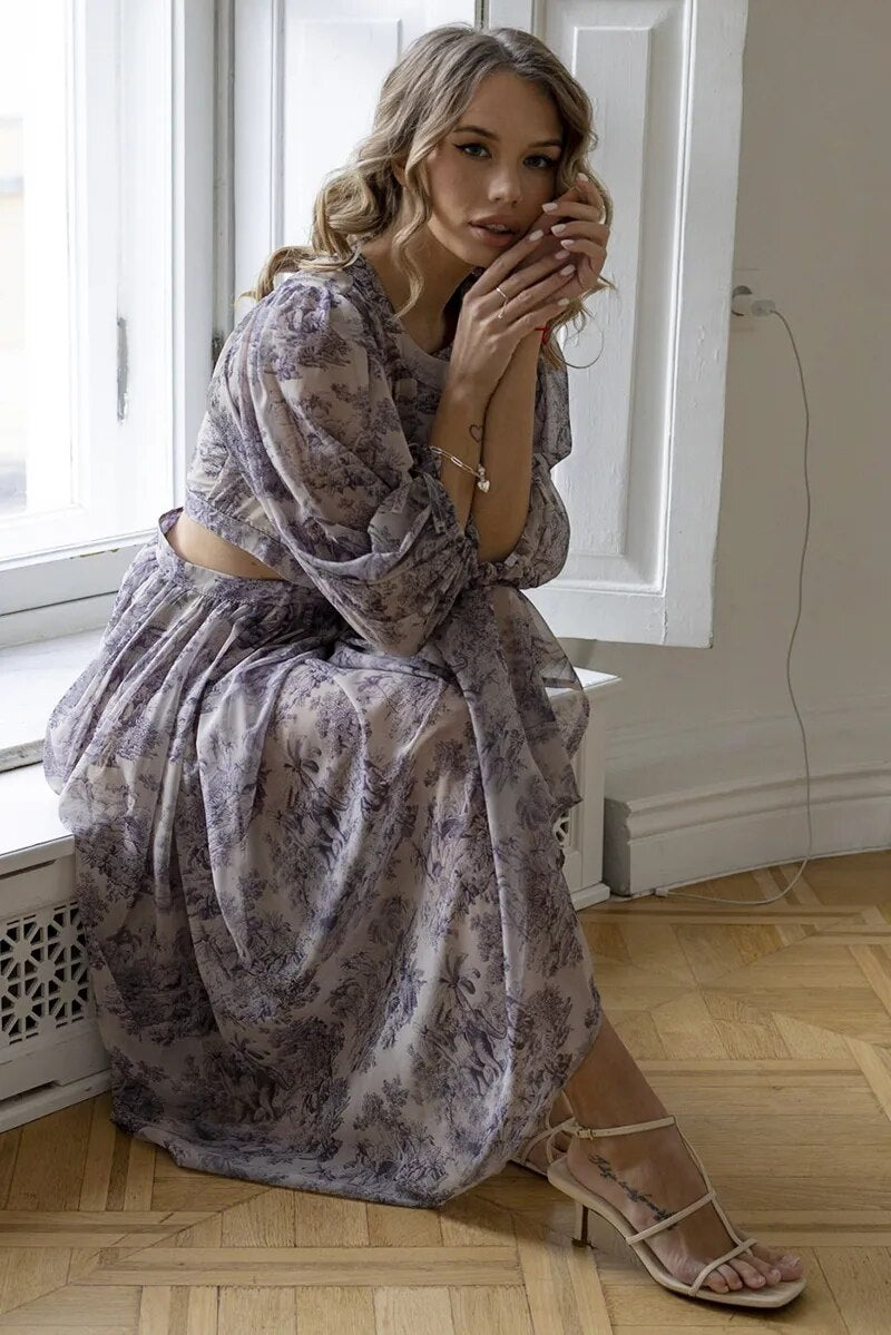 Bohemian Chiffon Floral Maxi Dress