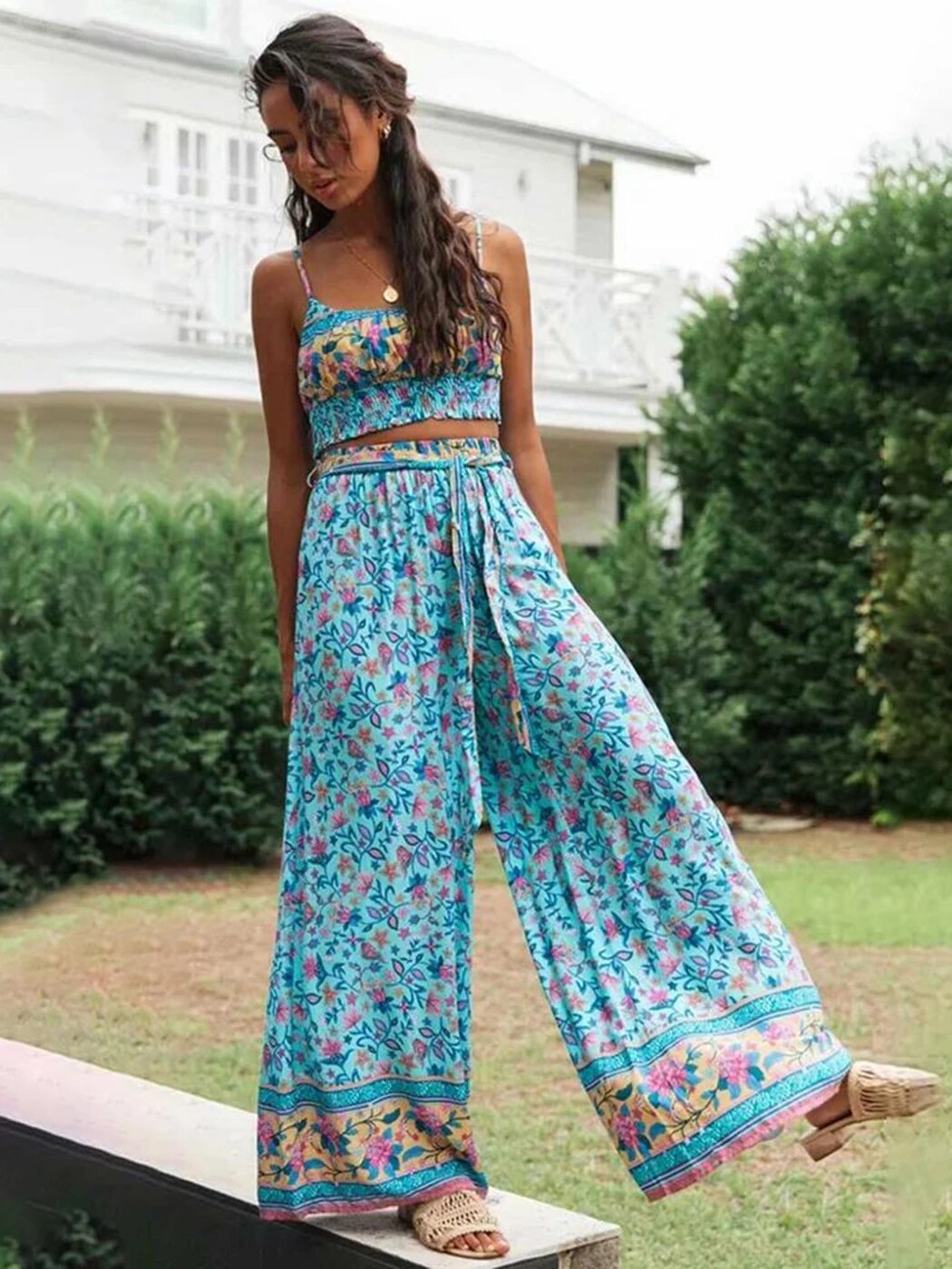 Bohemian Vintage Pattern Top and Pants