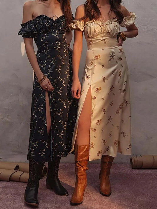 Boho Off the Shoulder Floral Dress - Top Boho