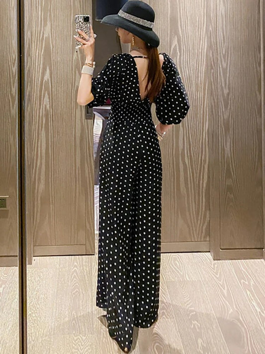 Boho Chic Polka Dot Jumpsuit - Top Boho