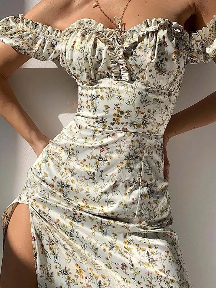 Boho Off the Shoulder Floral Dress - Top Boho