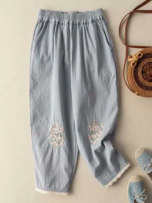 Boho Chic Embroidered Loose Pants - Top Boho