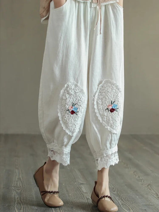 Boho Chic Embroidered Harem Pants - Top Boho