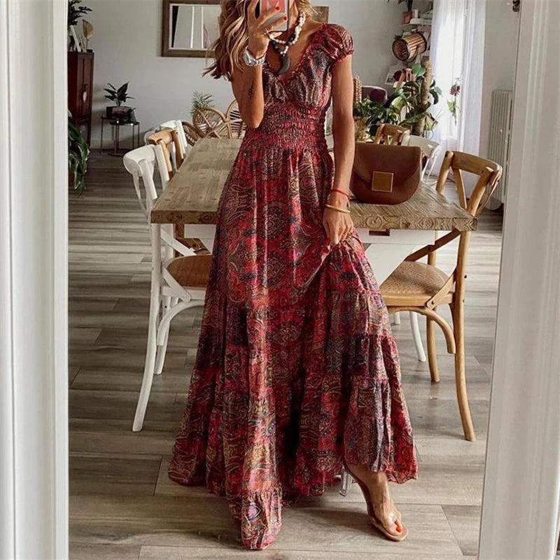 boho swing dress Boho Fuse Patchwork Swing Dress Large / Blue Sky
