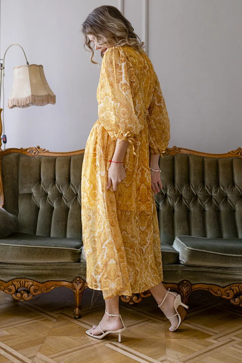 Bohemian Chiffon Floral Maxi Dress