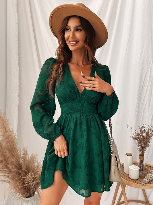 Boho Plunge V-neck Mini Dress - Top Boho