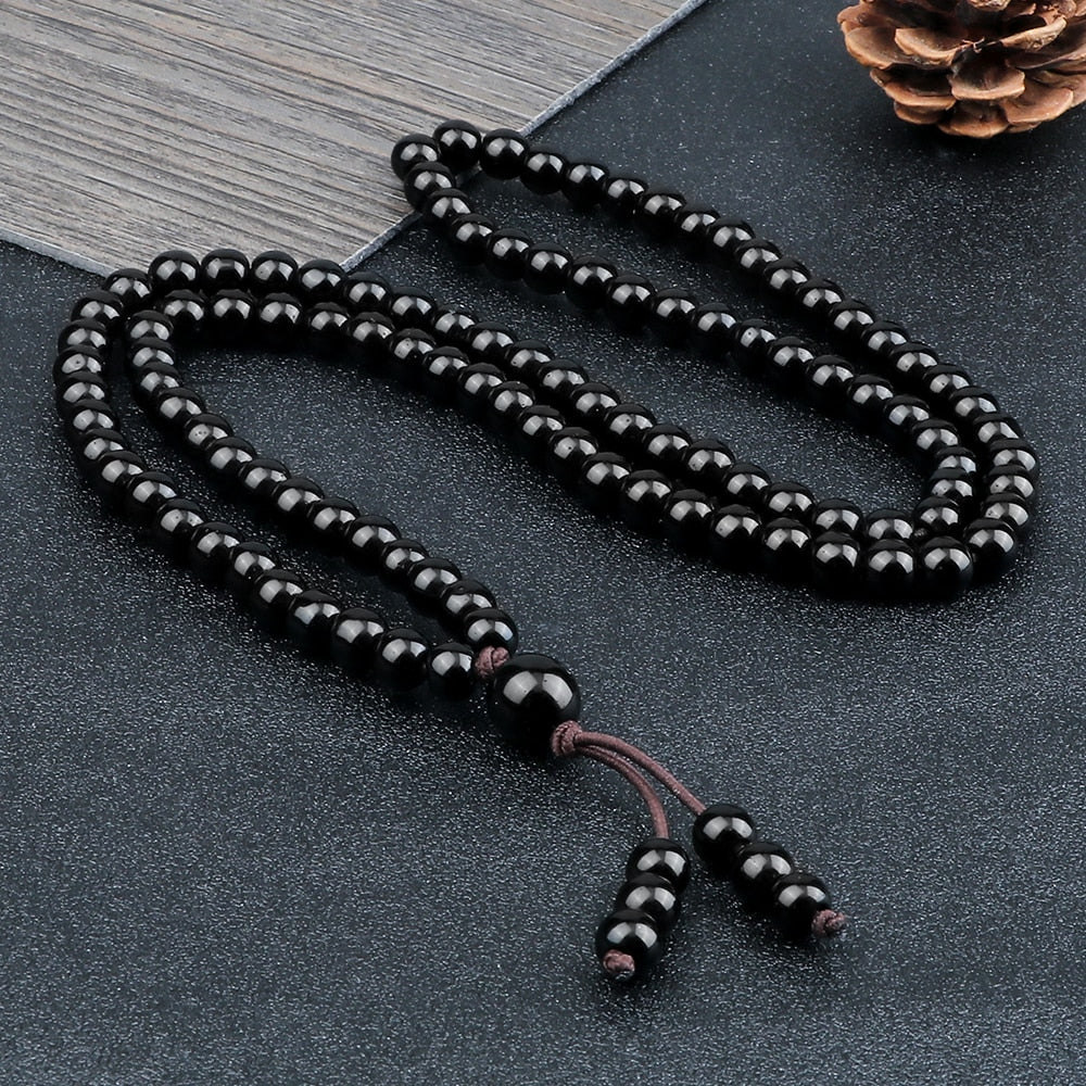 Boho Black Natural Stone Beaded Necklace