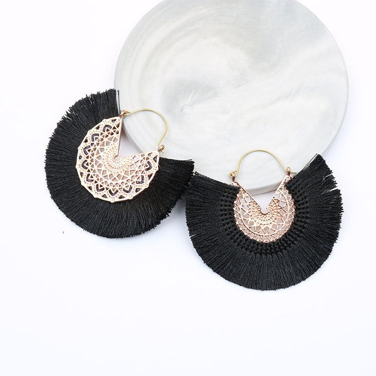 Boho Chic Fan Shaped Earrings
