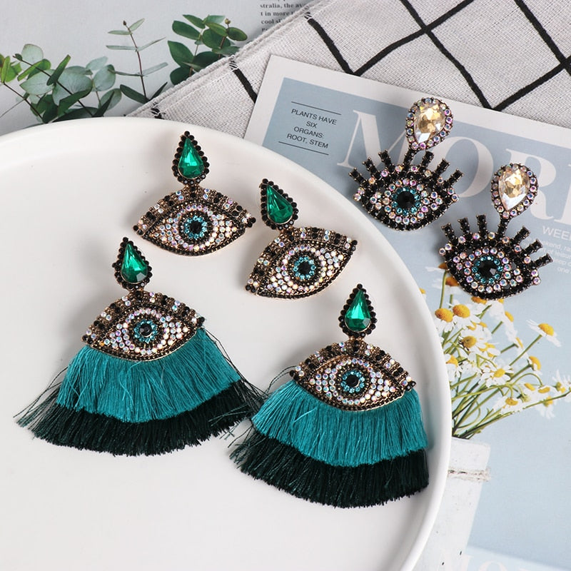 Boho Evil Eye Dangle Earrings