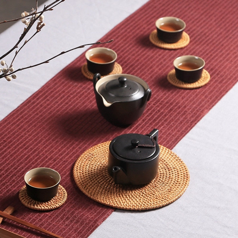 Bohemian Rattan Coasters 6 Pcs