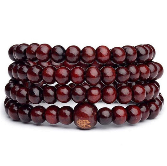 Natural Sandalwood Mala Prayer Bead Bracelet - Top Boho