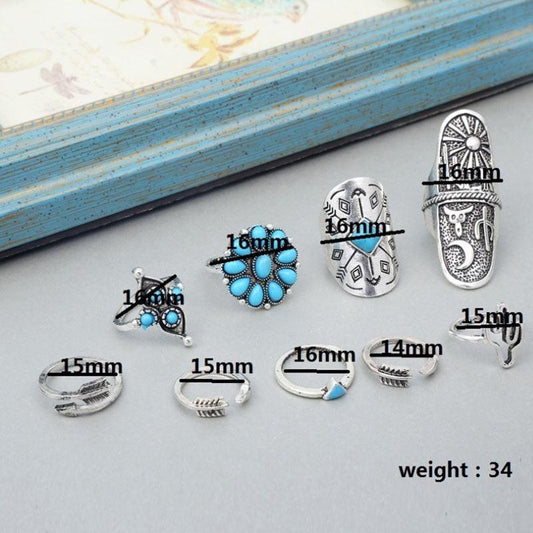 Bohemia Antique Rings Sets 9pcs - Top Boho