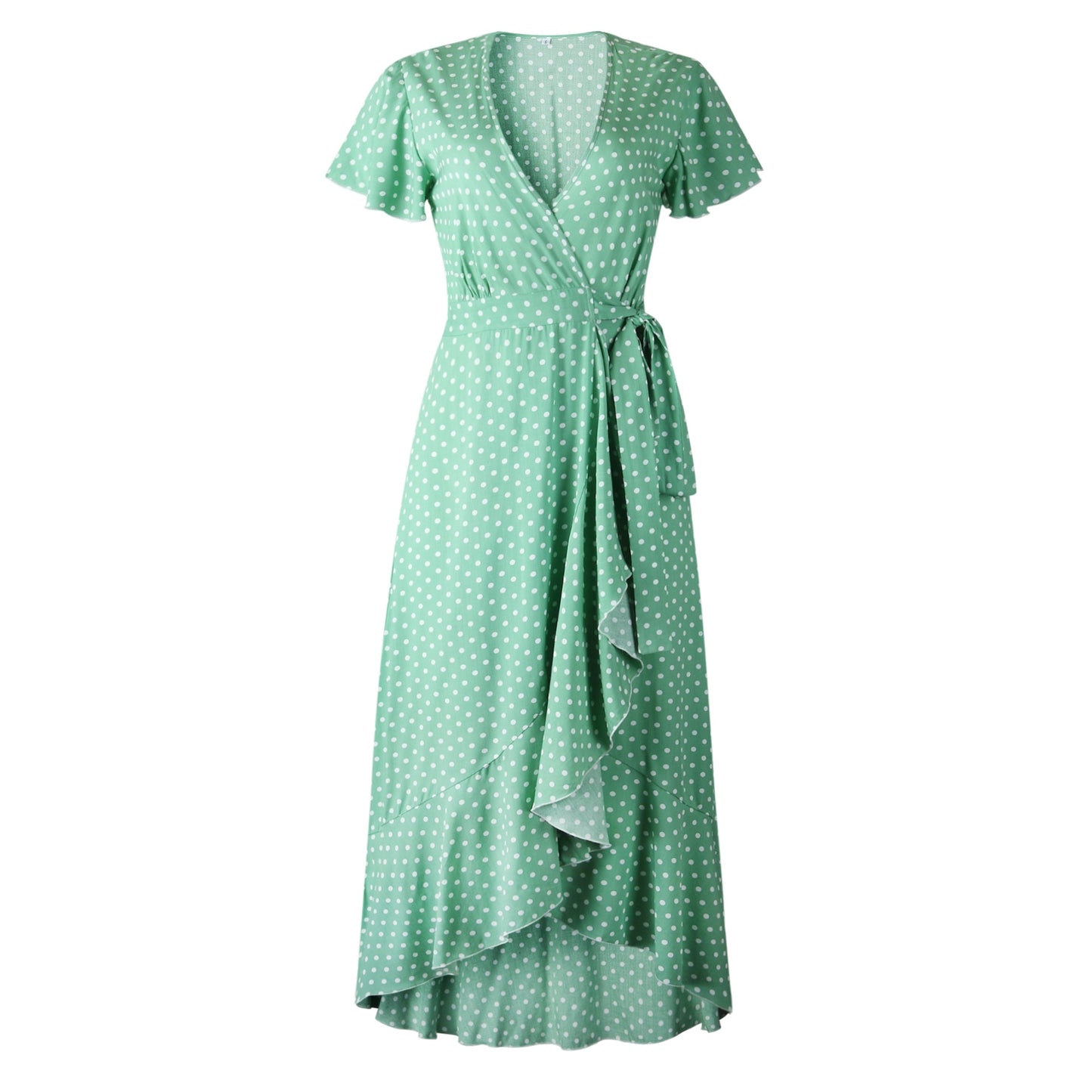 Boho Ruffle Trim Wrap Dress