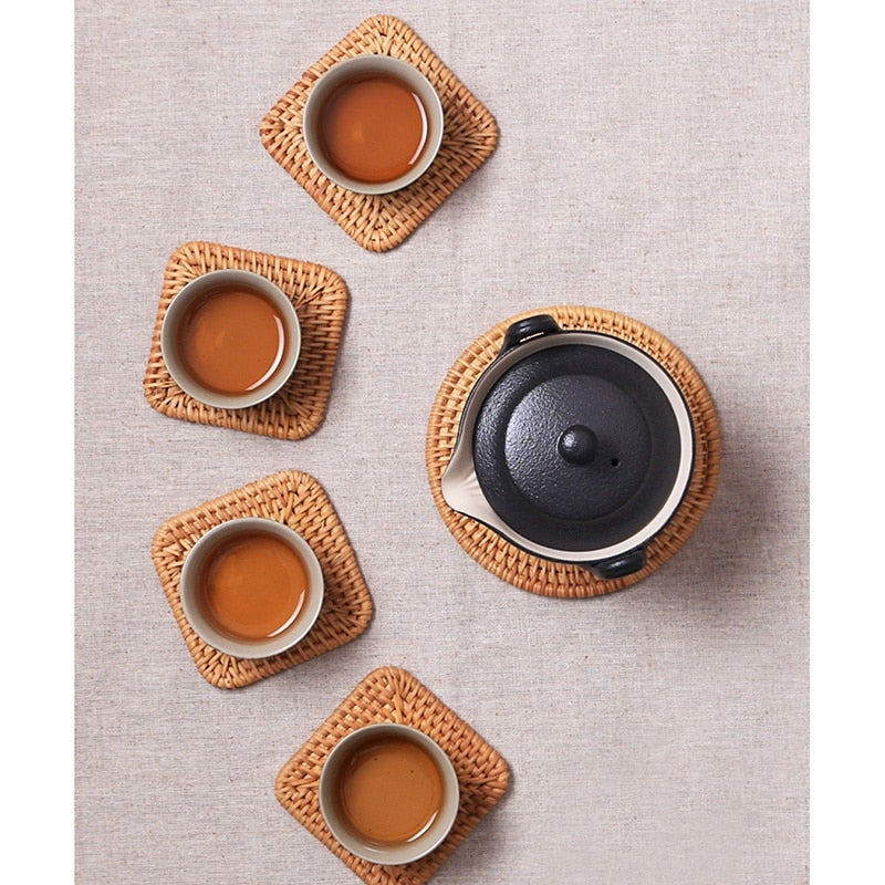 Bohemian Rattan Coasters 6 Pcs