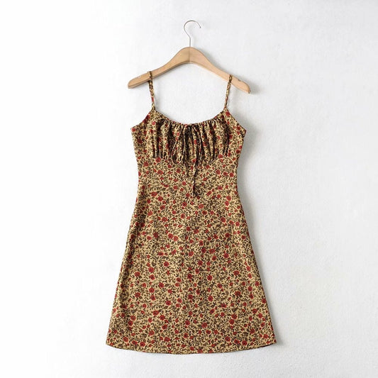 Boho Floral Print Sling Dress - Top Boho