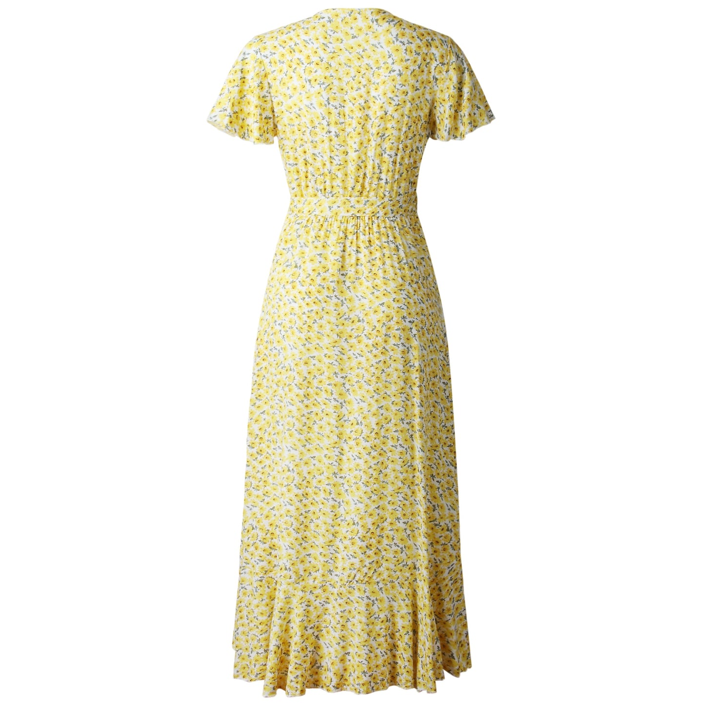 Boho Ruffle Trim Wrap Dress