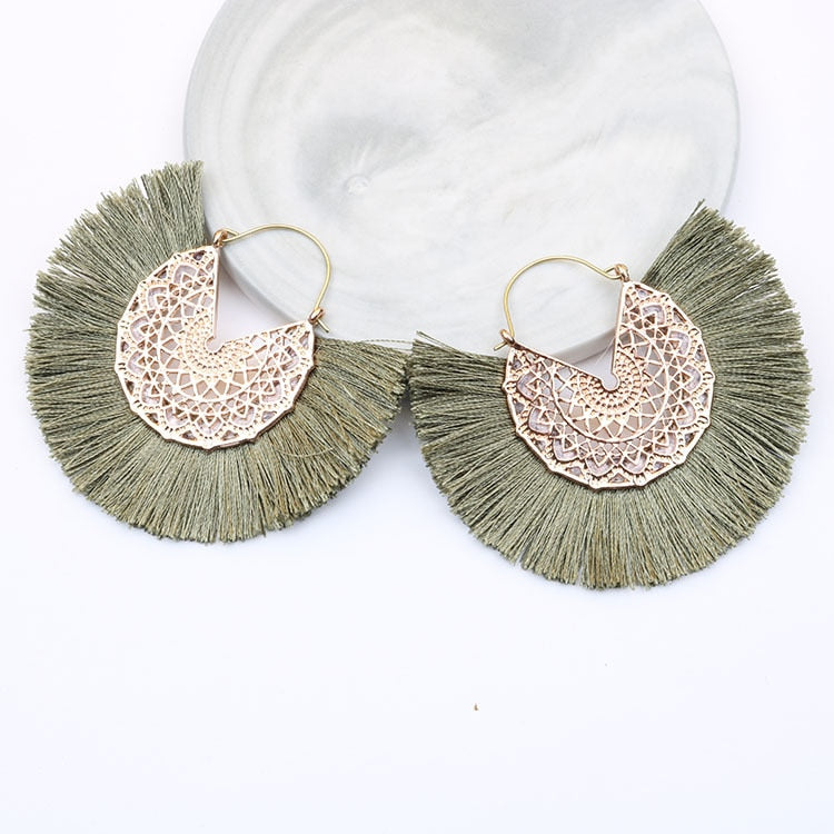 Boho Chic Fan Shaped Earrings