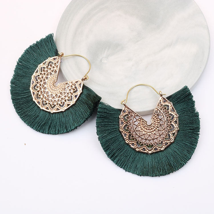 Boho Chic Fan Shaped Earrings