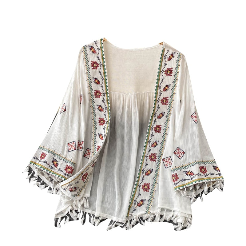 Boho Tassel Chiffon Cardigan - Top Boho