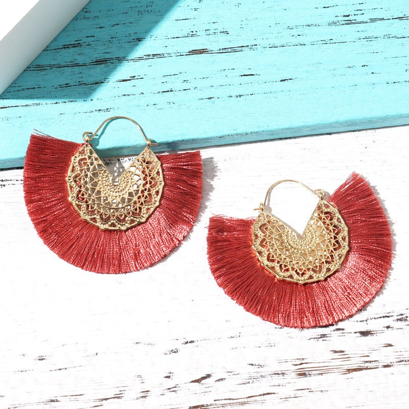Boho Chic Fan Shaped Earrings