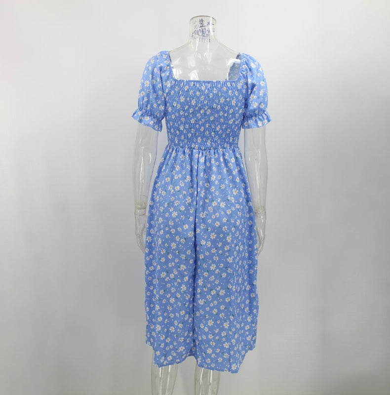 Boho Puff Short Sleeve Maxi Dress - Top Boho