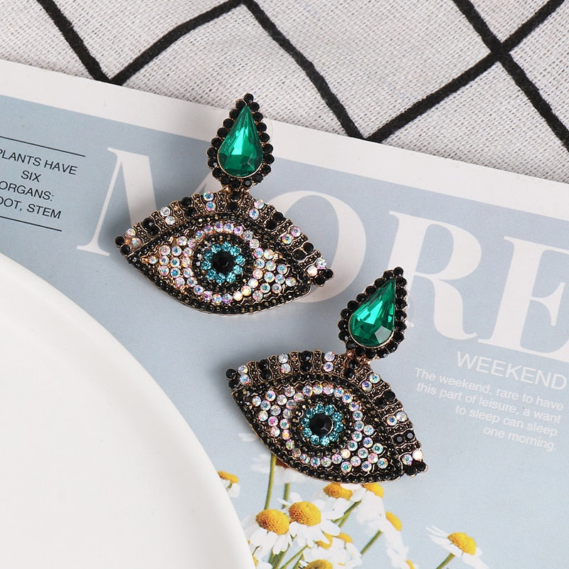 Boho Evil Eye Dangle Earrings