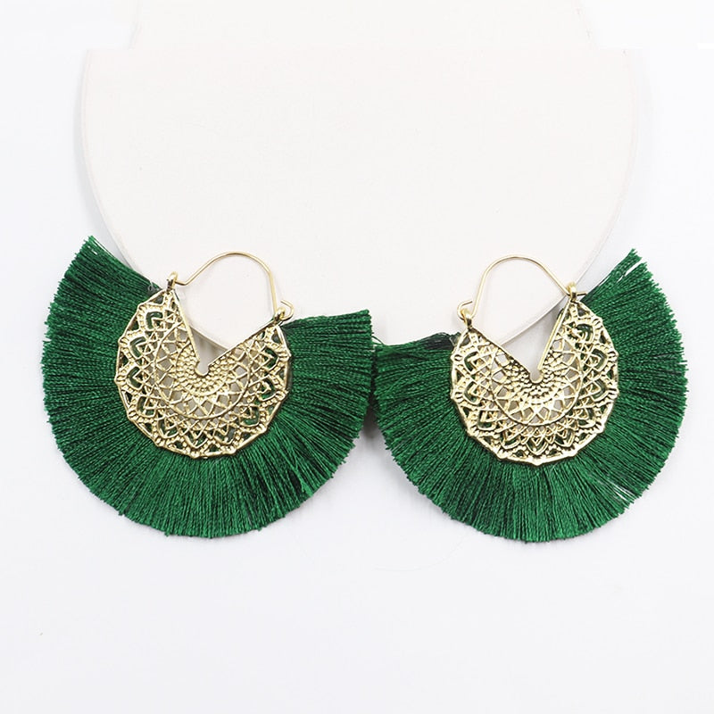 Boho Chic Fan Shaped Earrings