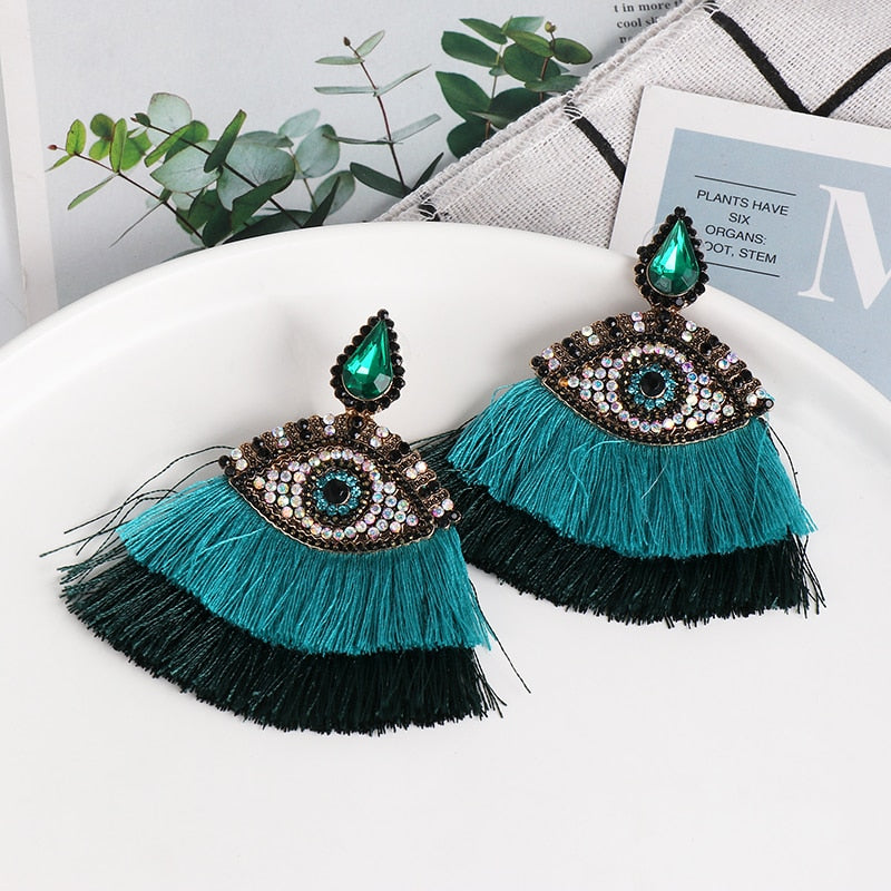 Boho Evil Eye Dangle Earrings