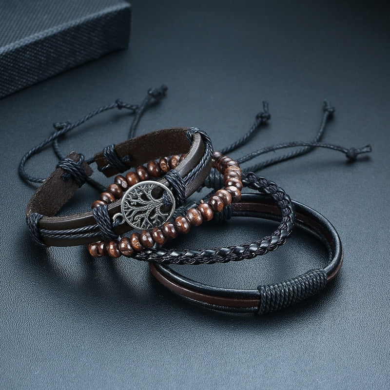 Boho Braided Wrap Leather Wristbands Set - Top Boho