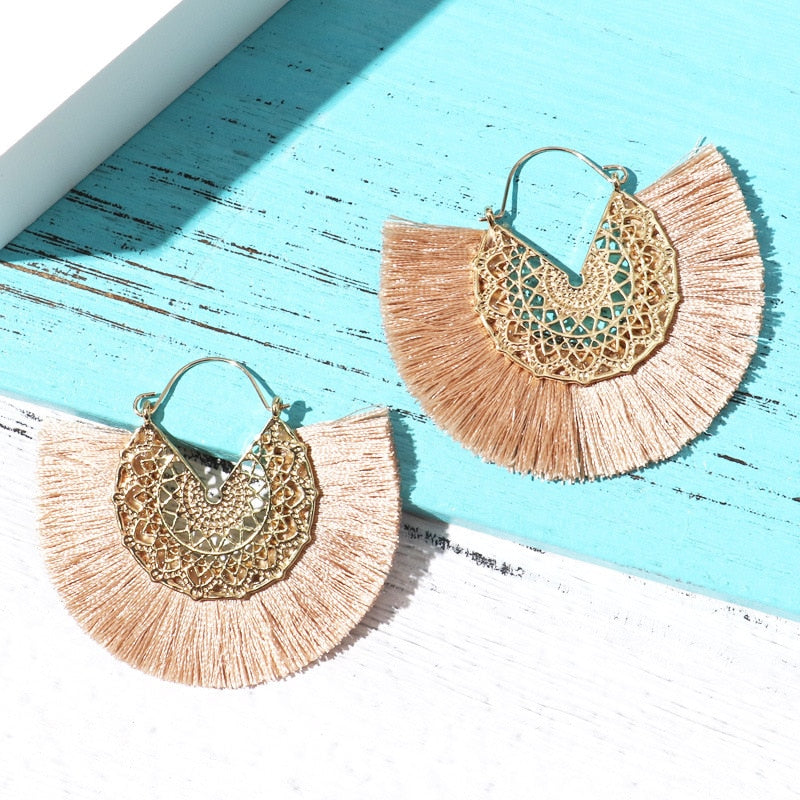 Boho Chic Fan Shaped Earrings