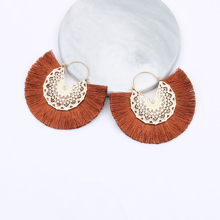 Boho Chic Fan Shaped Earrings