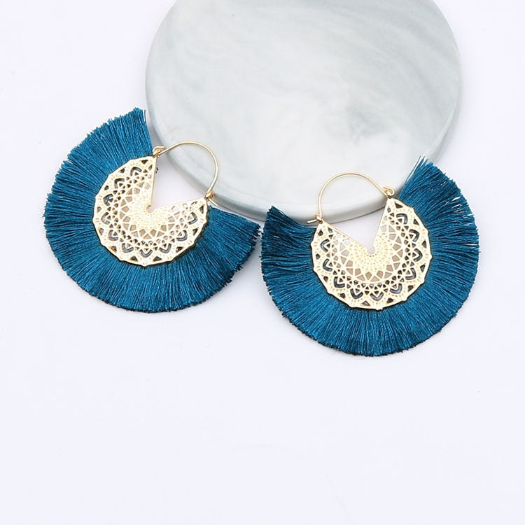 Boho Chic Fan Shaped Earrings