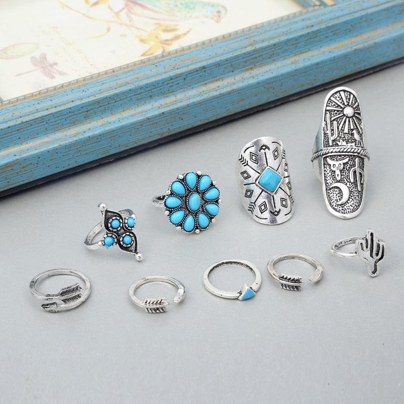 Bohemia Antique Rings Sets 9pcs - Top Boho