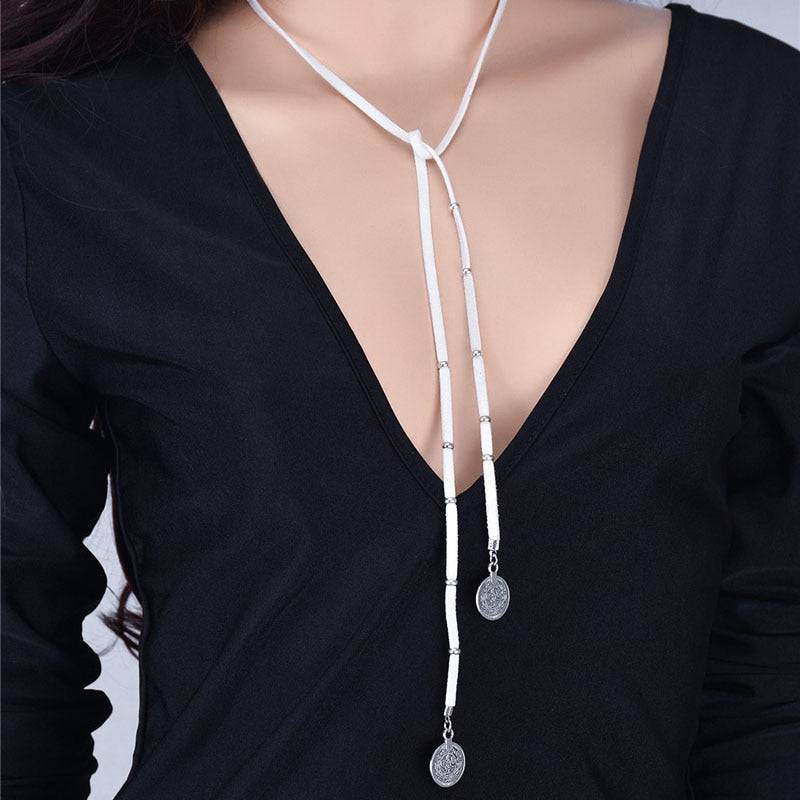 Boho Leather Wrap Choker Necklace