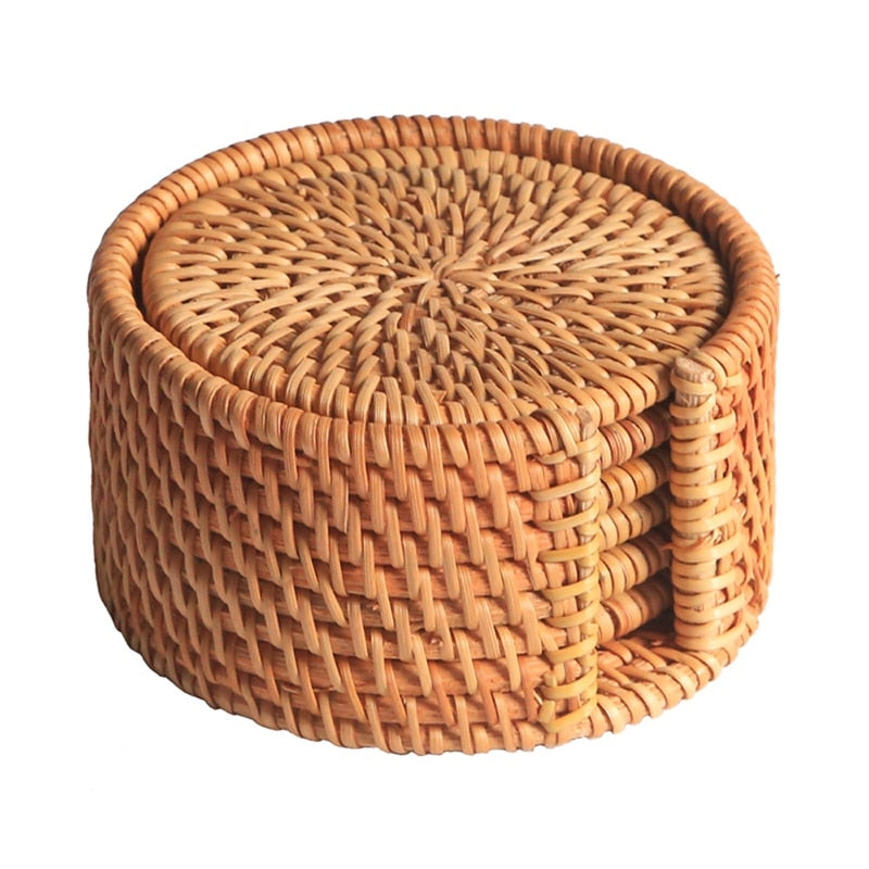 Bohemian Rattan Coasters 6 Pcs