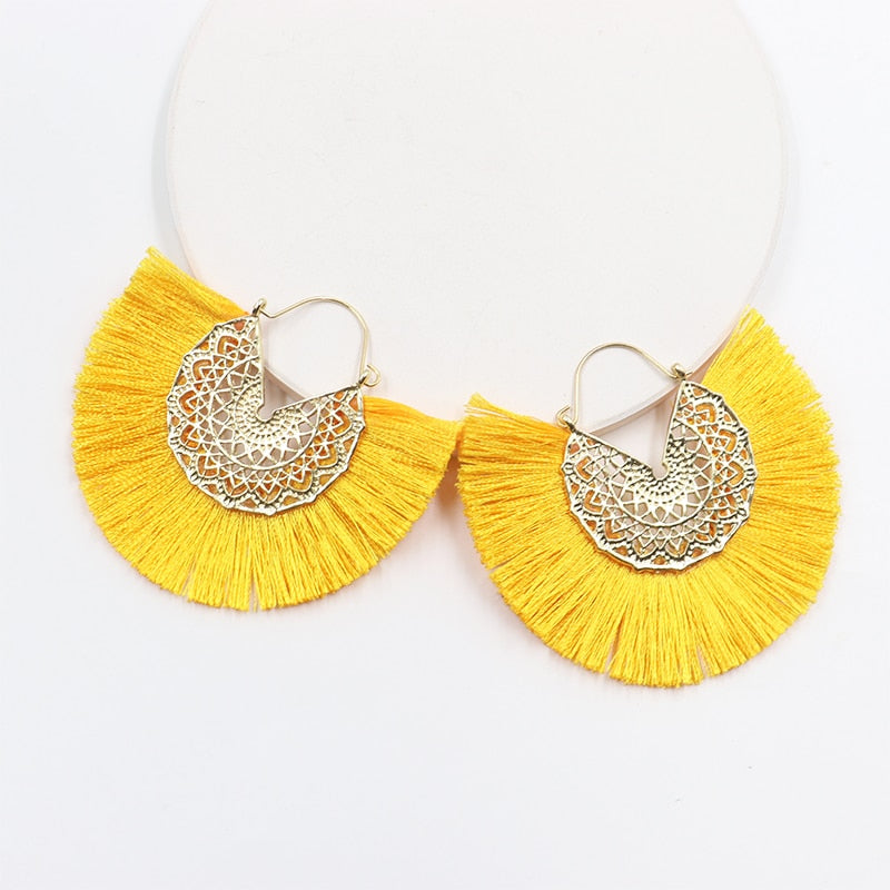 Boho Chic Fan Shaped Earrings