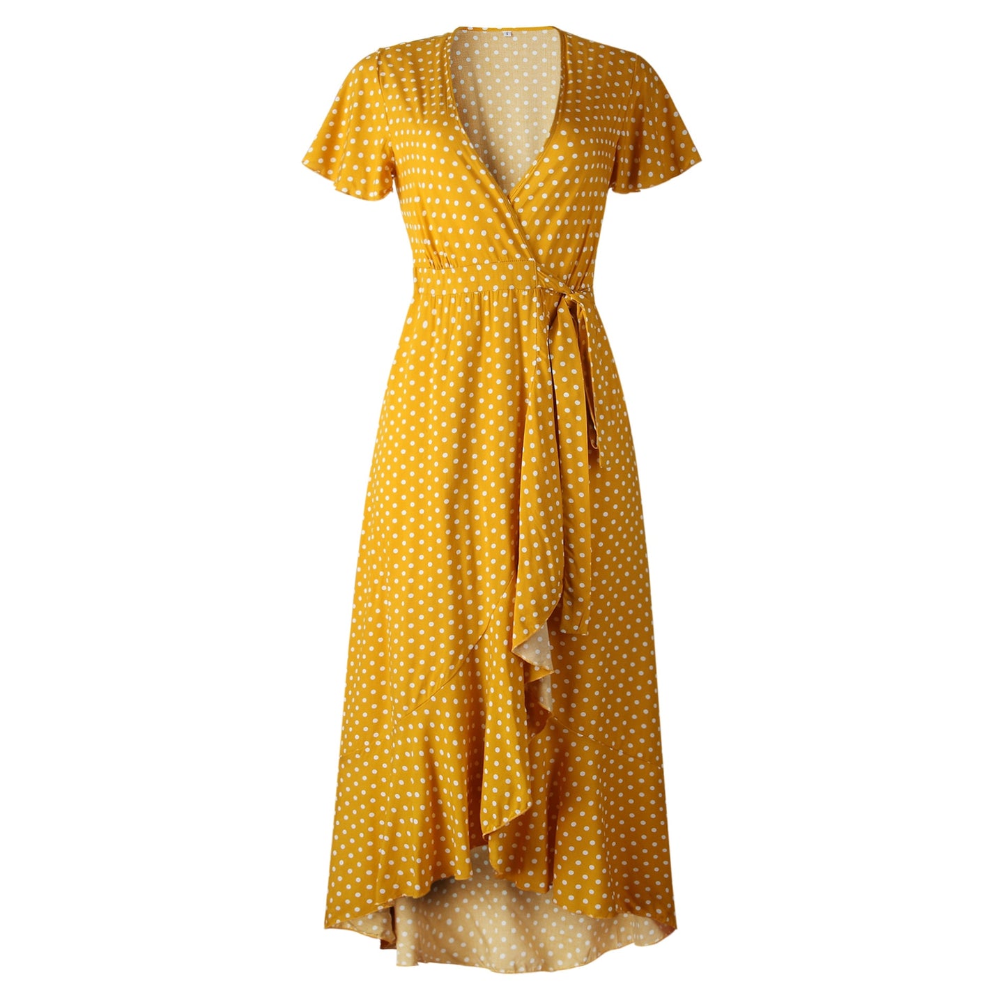 Boho Ruffle Trim Wrap Dress