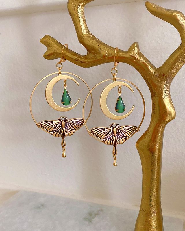 Handmade Luna Moth Drops Earrings - Top Boho