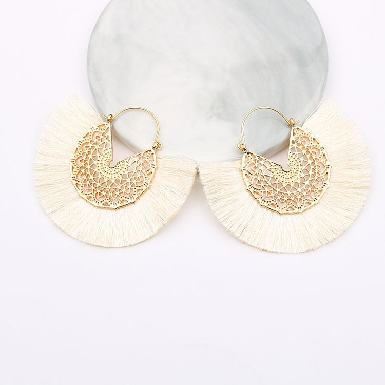 Boho Chic Fan Shaped Earrings