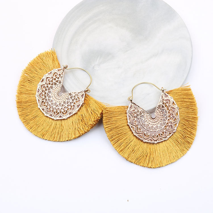 Boho Chic Fan Shaped Earrings