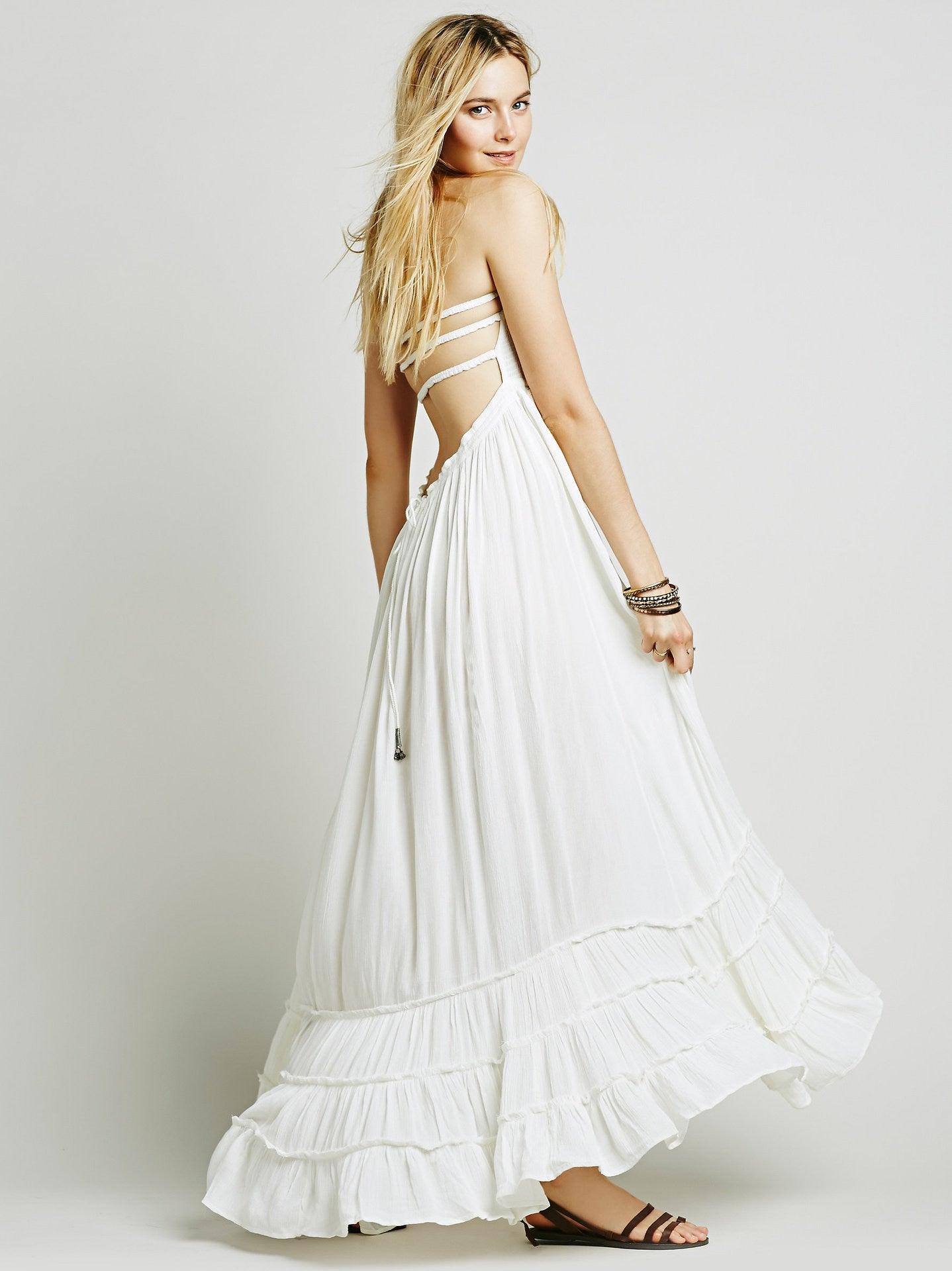 Boho Chic Long Backless Maxi Dress - Top Boho