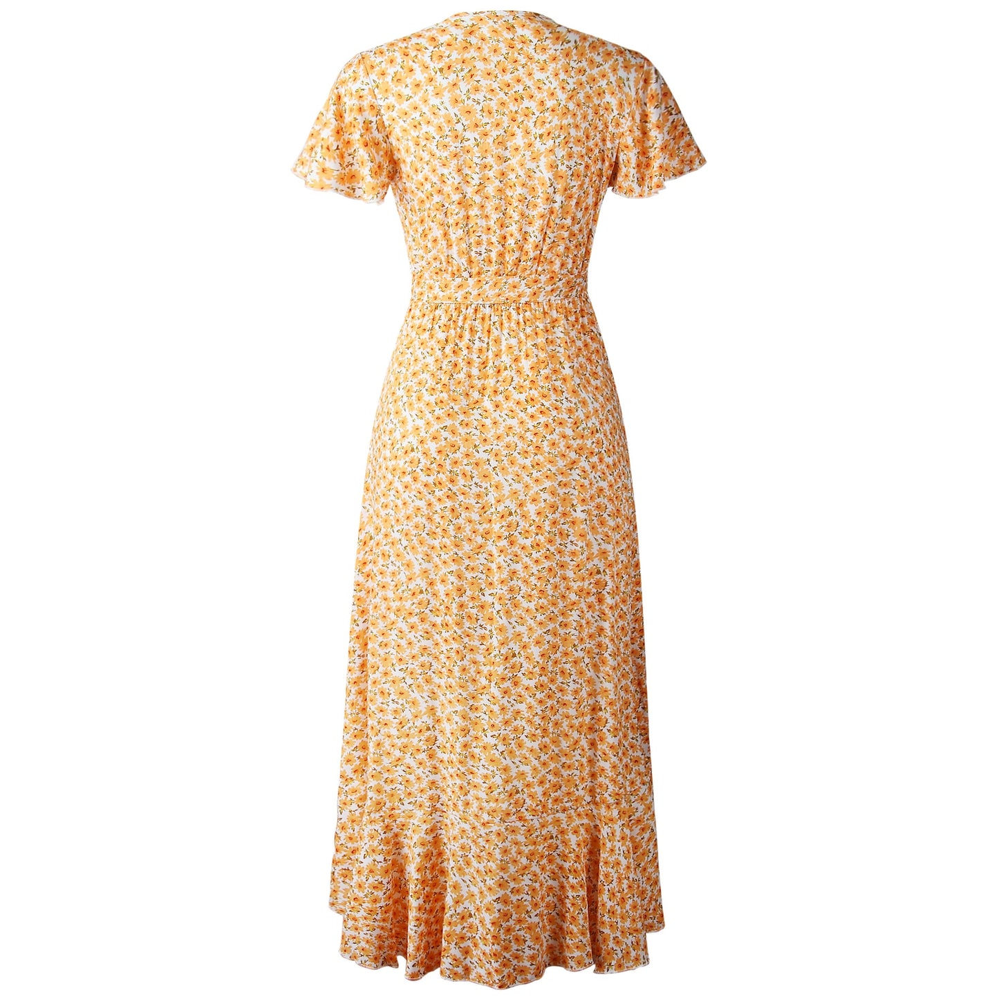 Boho Ruffle Trim Wrap Dress - Top Boho